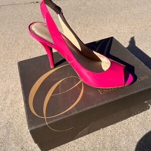 Enzo Angiolini Fuchsia Peep-Toe Slingback Heels
